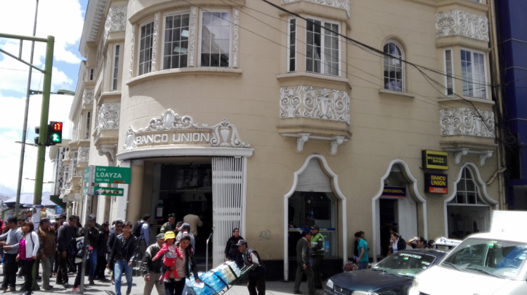 El edificio del Banco Unión en la ciudad de La Paz. Foto: ANF
