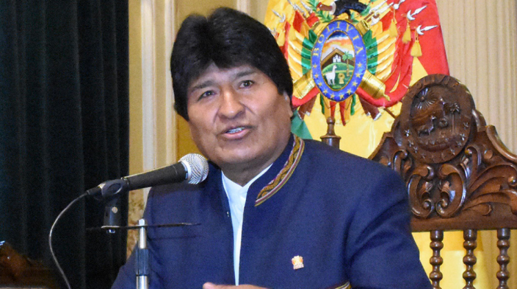 Evo Morales en conferencia de prensa. Foto: ABI.