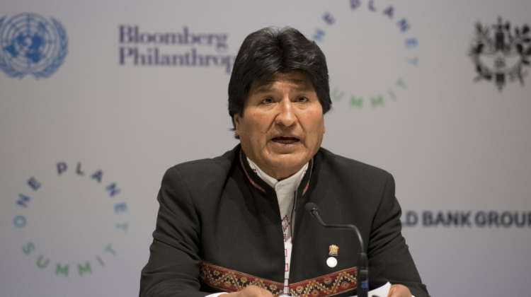 Presidente Evo Morales en la Cumbre del Clima en París. Foto: Abi