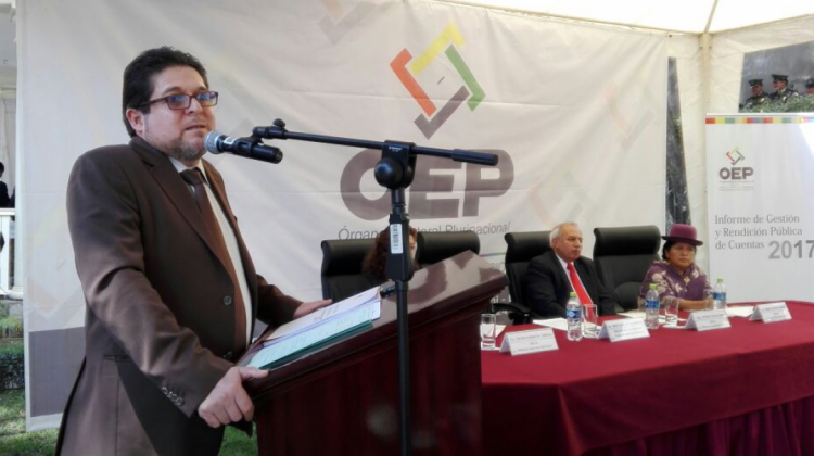 José Luis Exeni presenta la Rendición Pública de Cuentas de 2017. Foto: ANF