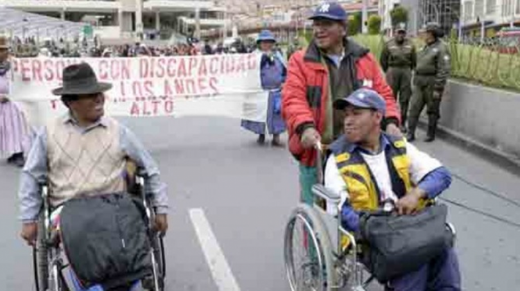 Personas con discapacidad, durante la marcha en 2016. Foto Archivo ANF