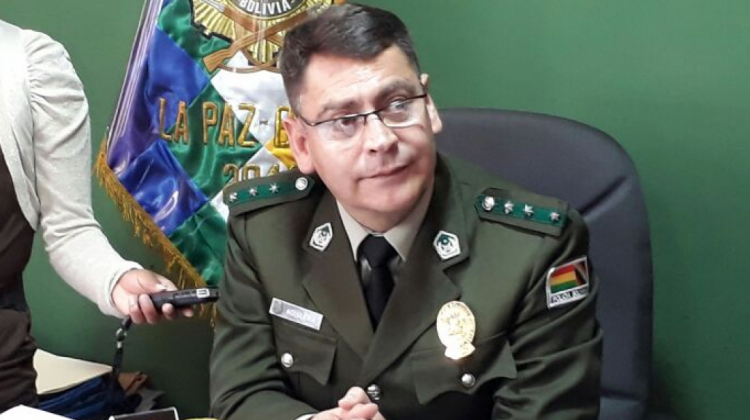 Director de la Fuerza Especial de Lucha Contra el Crimen (FELCC) de La Paz, Johnny Aguilera. Foto: Fides