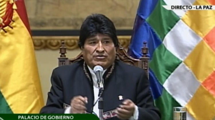 Evo Morales en conferencia de prensa.  Foto: Captura BTV