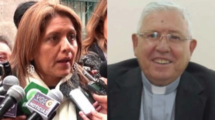 Ministra López y el monseñor Juárez.