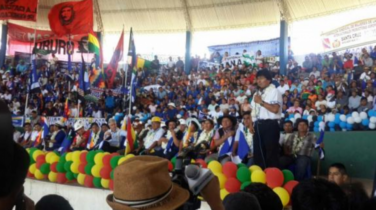 El presidente Evo Morales en el congreso del MAS, en Montero el 2016. Foto: Diario Cambio