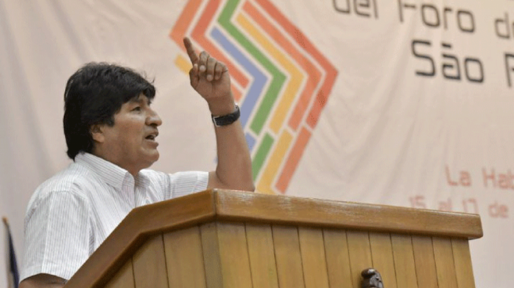 Evo Morales participó del Foro. Foto: Cancillería.