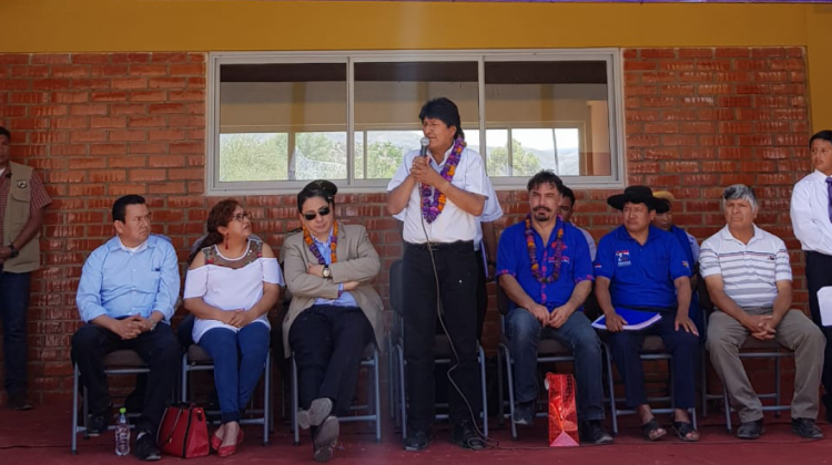 Morales en el acto de San Lorenzo. Foto: Ministerio de Comunicación