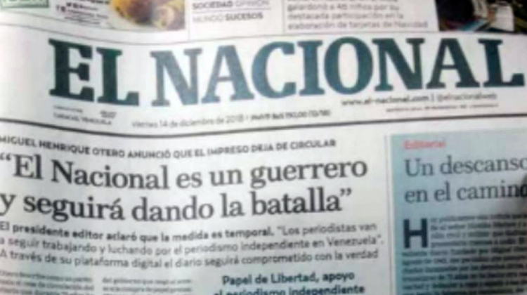 Última portada de El Nacional. Foto: El Nacional