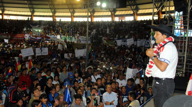Evo Morales, durante su proclama en Tarija. Foto: ABI