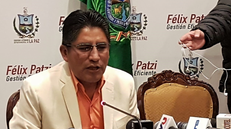El gobernador de La Paz en rueda de prensa. Foto: ANF