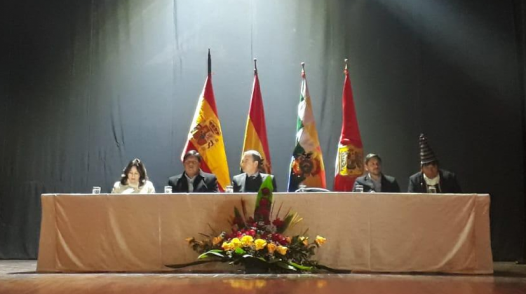 El expresidente de España. José Luis Rodríguez Zapatero, participa de una conferencia en Potosí. Foto:Cancillería.