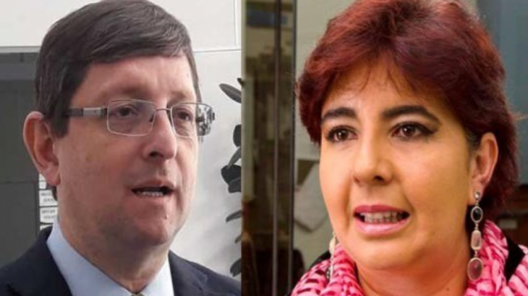 El candidato presidencial por Bolivia Dice No, Oscar Ortiz y la aspirante a vicepresidenta por el PDC, Paola Barriga.