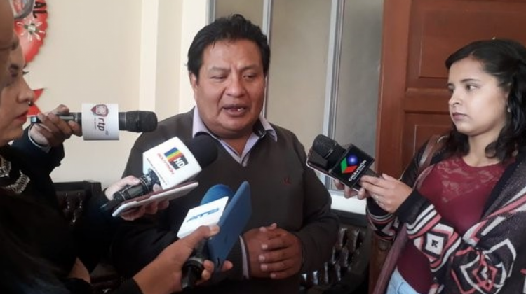 El secretario general de la Federación Departamental de Choferes de La Paz 1 de Mayo, Rubén Sánchez. Foto: RTP