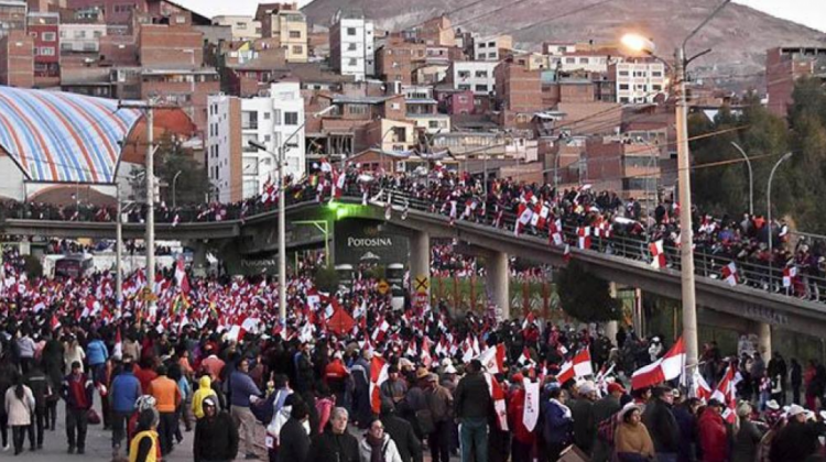 La concentración del cabildo en Potosí. Foto: La Prensa