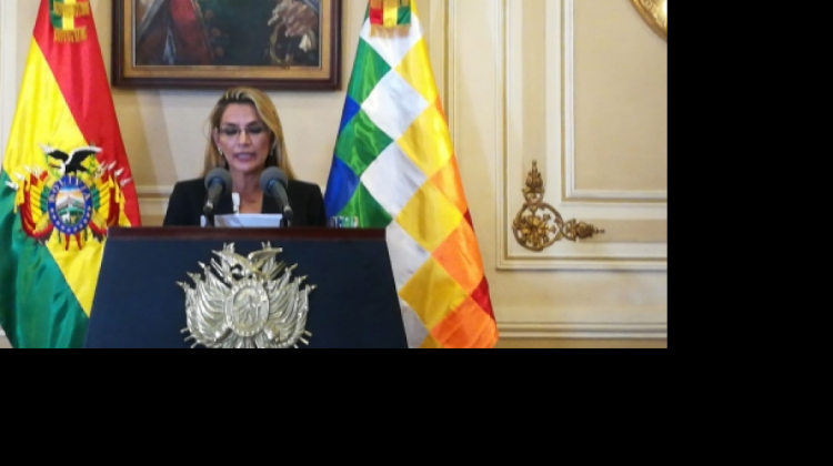 La presidenta transitoria Jeanine Áñez . Foto: ABI.