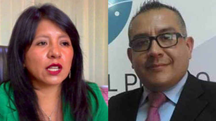 Nadia Cruz, Defensora del Pueblo, y Nelson Cox, delegado Defensorial de Cochabamba.