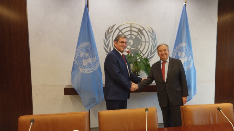 E Embajador Cuéllar y el Secretario General de la ONU, Guterres