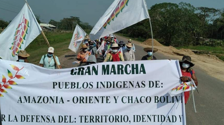 La marcha indígena lleva 26 días de caminata rumbo a Santa Cruz. Foto: RRSS