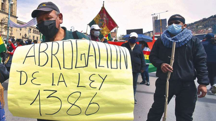 Protestas por la abrogación de la Ley 1386. Foto archivo: El Deber