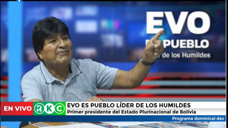 Evo Morales en entrevista en Kawsachun Coca. Foto: Captura