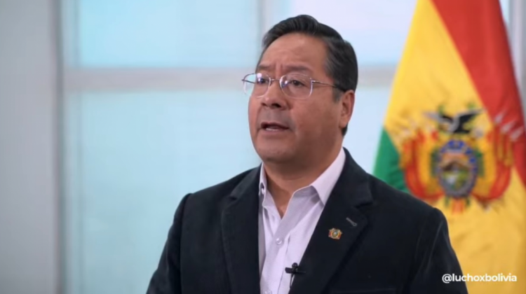 Luis Arce, presidente de Bolivia, en su mensaje presidencial. Foto: Captura de pantalla