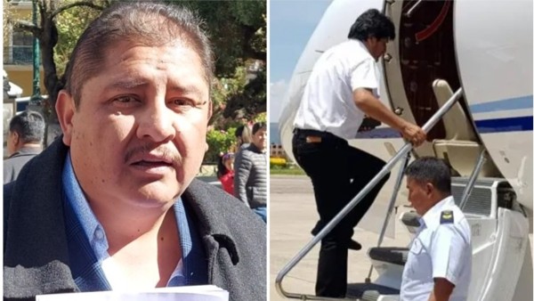 Jurista Ludwing Ledesma; Evo Morales subiendo a un avión. Foto: ANF