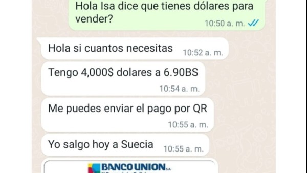 Los mensajes que le llegaban a Mercado. Foto: captura imagen de Bolivia Verifica