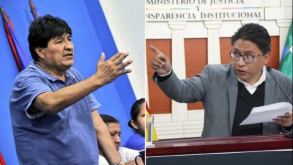 Expresidente Evo Morales y el ministro de Justicia, Iván Lima. Foto composición: ANF