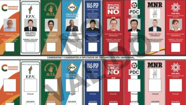 Imagen referencial de una papeleta electoral