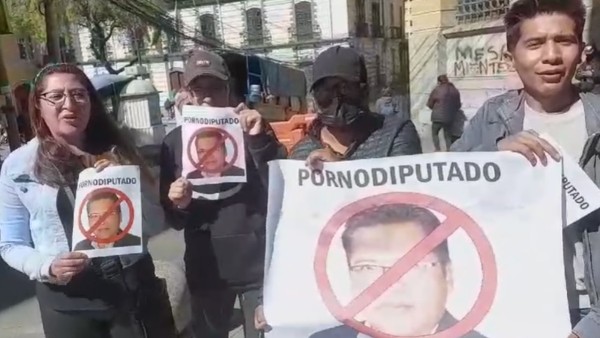 Plataforma protesta en la puerta de la ALP. Foto: Captura video