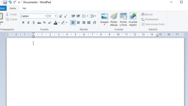 Interfaz de WordPad. Foto:  MICROSOFT