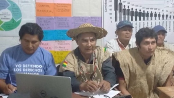 Los representantes del pueblo tsimane sector Yacuma. Foto: captura video