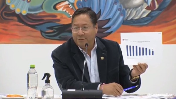 Luis Arce, presidente de Bolivia. Foto: Captura de pantalla.