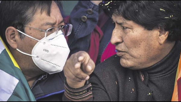 Luis Arce y Evo Morales. Foto: Marka Registrada