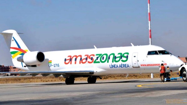 Un avión de la empresa Amaszonas