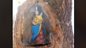 La imagen de la Virgen del Socavón de menos de 30 centímetros.