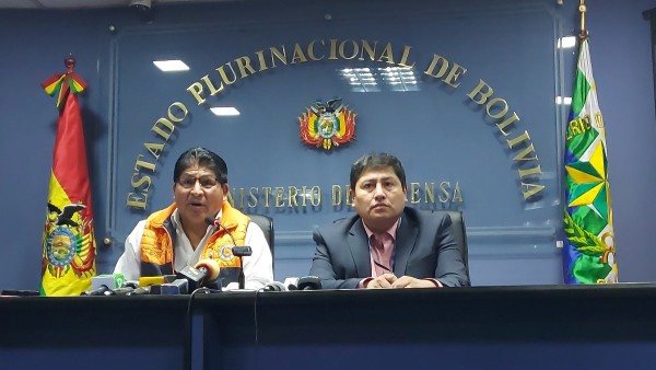Autoridades de Gobierno en conferencia de prensa. Foto: ANF