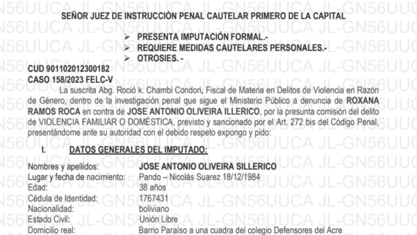El documento de la imputación. Foto: RimayPampa