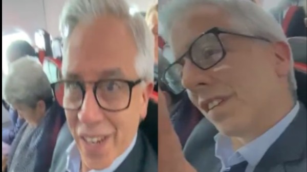 García Linera el momento en el que responde a Carolina Ribera. Foto: captura video