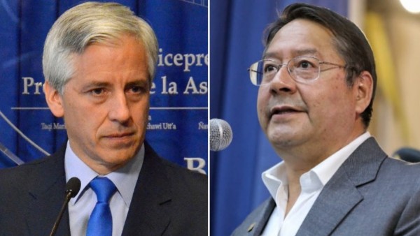 Álvaro García Linera, exvicepresidente, y Luis Arce, presidente del Estado. Foto: composición ANF