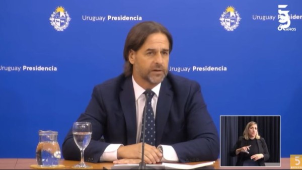 Conferencia de prensa del presidente de Uruguay, Luis Lacalle Pou. Foto: Captura