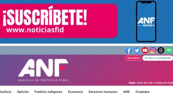La portada de la web, a la izquierda encuentras el botón de suscríbete. Foto: ANF