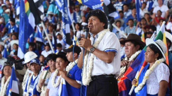 Evo Morales en uno de sus actos proselitistas. Foto: ABI