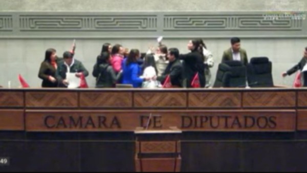 Agresiones en la sesión de la Cámara de Diputados. Foto: Captura