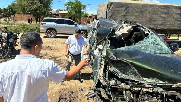 Fiscal Mariaca en el lugar del accidente. Foto: Fiscalía