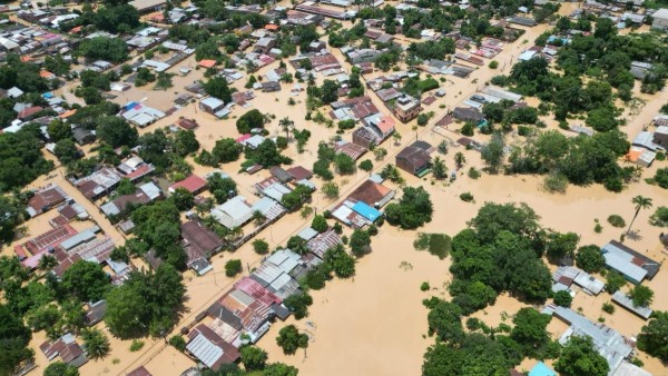 La ciudad de Cobija gravemente afectada por la inundación. Foto: redes sociales
