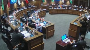 El pleno del Senado cuando votaba por el proyecto de ley. Foto: captura