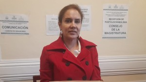 Margarita Medrano al presentar su candidatura. Foto: Senado