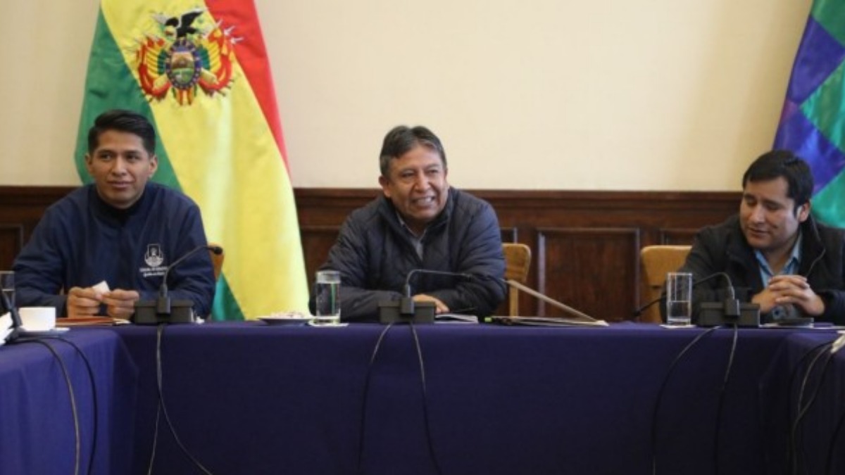 Andrónico Rodríguez, David Choquehuanca e Israel Huaytari.
