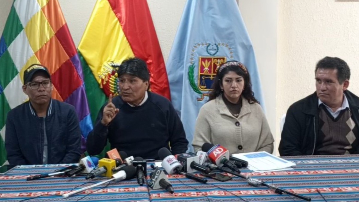 Expresidente Evo Morales en conferencia de prensa. Foto: Captura